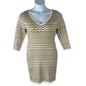 Tab and White Chevron Sweater Bodycon Dress Size Medium